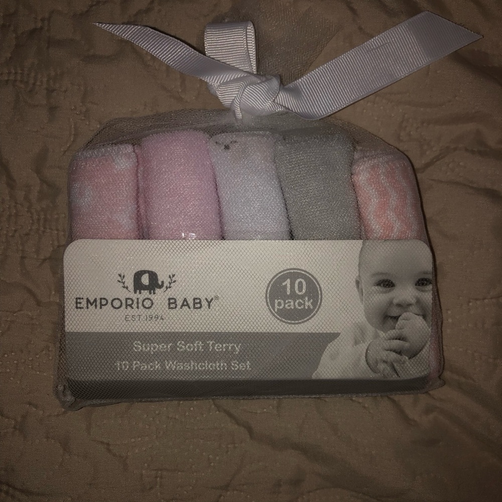 (Emporio Baby) Washcloth Set - Pink, Gray, White 💕
